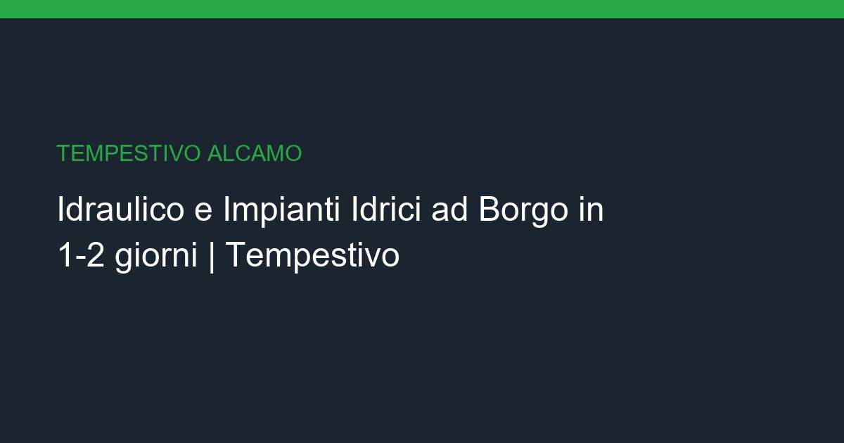 Idraulico e Impianti Idrici a Borgo: Chiavi in Mano in 1-2 giorni