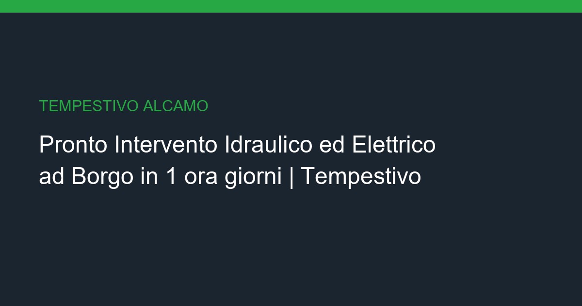 Pronto Intervento Idraulico ed Elettrico a Borgo: Chiavi in Mano in 1 ora giorni