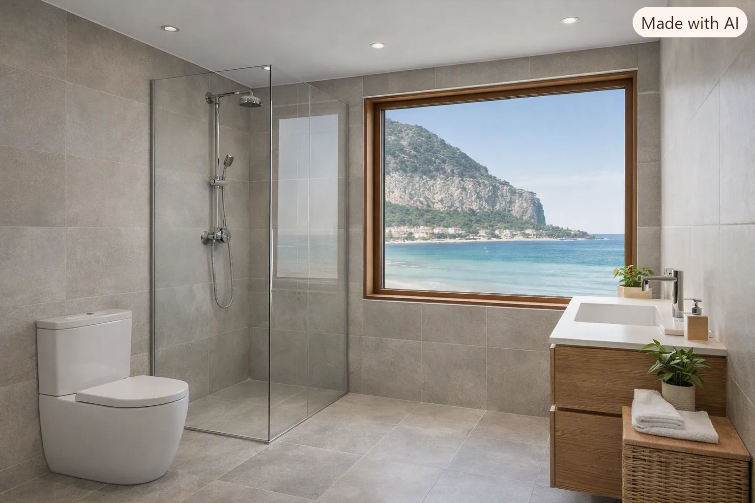 Bagno moderno ultimato a Mondello, Palermo